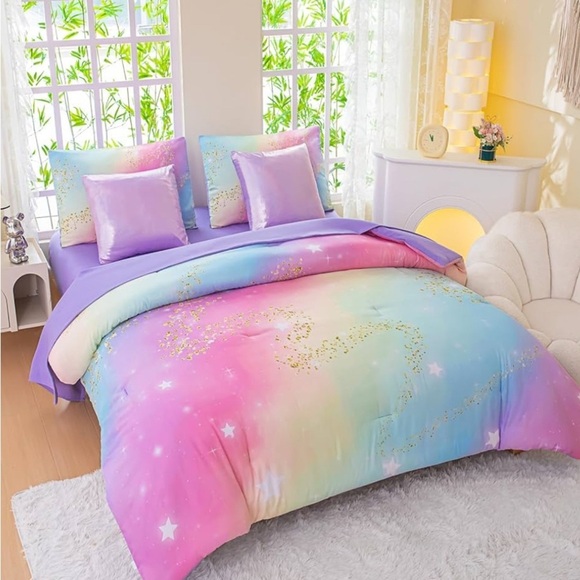 Full Size Comforter Sets for Girls Rainbow Bedding Comforter Sets (055) - Picture 2 of 3